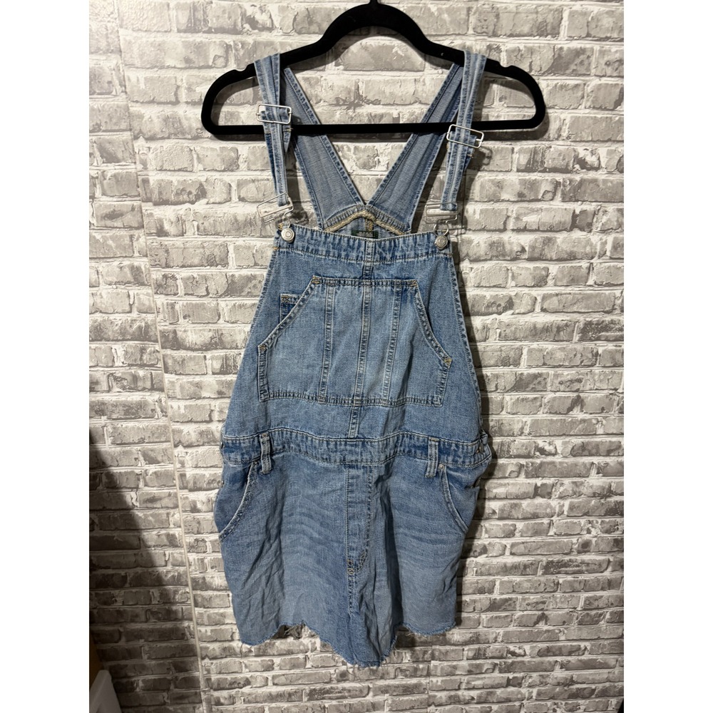 Wild Fable Light Wash Denim Shortall Overalls Blue Raw Hem Women Large